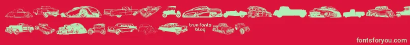 VintageAutoCarsTfb Font – Green Fonts on Red Background