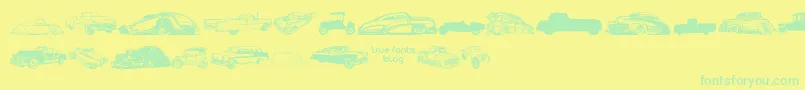 VintageAutoCarsTfb Font – Green Fonts on Yellow Background