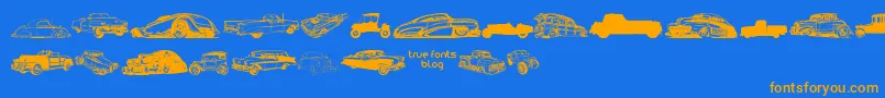 More about VintageAutoCarsTfb Font VintageAutoCarsTfb Font – Orange Fonts on Blue Background