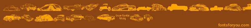 Шрифт VintageAutoCarsTfb – оранжевые шрифты на коричневом фоне