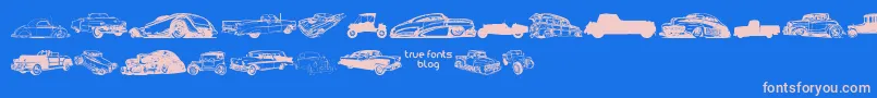 Czcionka VintageAutoCarsTfb – różowe czcionki na niebieskim tle