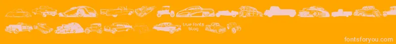 フォントVintageAutoCarsTfb – オレンジの背景にピンクのフォント