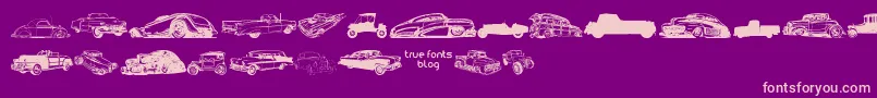 Fonte VintageAutoCarsTfb – fontes rosa em um fundo violeta