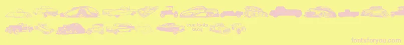 Police VintageAutoCarsTfb – polices roses sur fond jaune