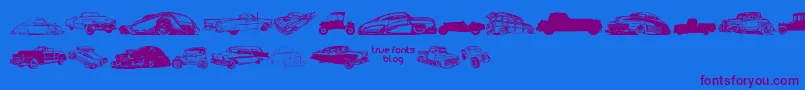 VintageAutoCarsTfb Font – Purple Fonts on Blue Background