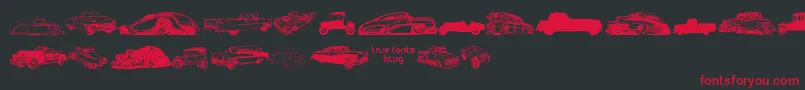 Шрифт VintageAutoCarsTfb – красные шрифты на чёрном фоне