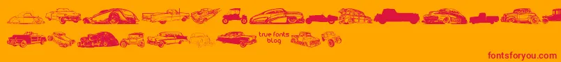 VintageAutoCarsTfb Font – Red Fonts on Orange Background