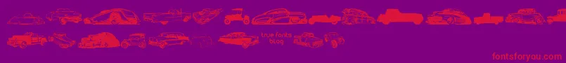 Police VintageAutoCarsTfb – polices rouges sur fond violet