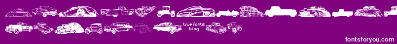 VintageAutoCarsTfb Font – White Fonts on Purple Background