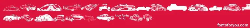 VintageAutoCarsTfb Font – White Fonts on Red Background