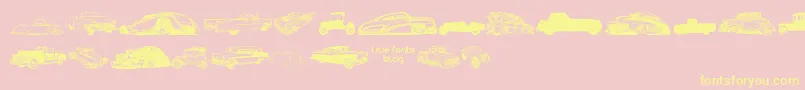 VintageAutoCarsTfb Font – Yellow Fonts on Pink Background