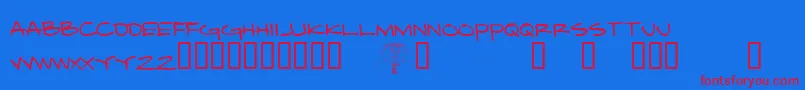 DamnedArchitect-fontti – punaiset fontit sinisellä taustalla