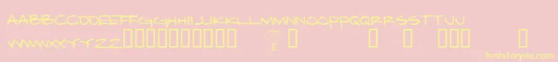 DamnedArchitect-fontti – keltaiset fontit vaaleanpunaisella taustalla
