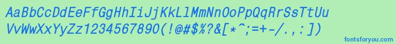 MonocondensedcBolditalic Font – Blue Fonts on Green Background
