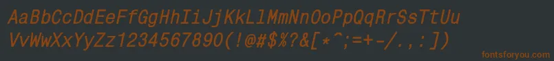 Fonte MonocondensedcBolditalic – fontes marrons em um fundo preto