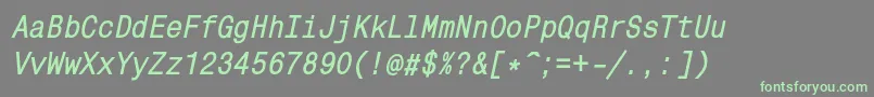 MonocondensedcBolditalic-fontti – vihreät fontit harmaalla taustalla