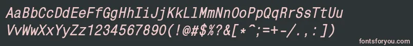 Шрифт MonocondensedcBolditalic – розовые шрифты на чёрном фоне