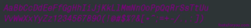 Шрифт MonocondensedcBolditalic – фиолетовые шрифты на чёрном фоне