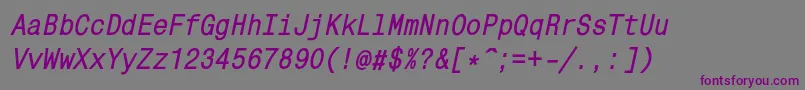 Шрифт MonocondensedcBolditalic – фиолетовые шрифты на сером фоне