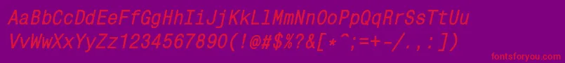 MonocondensedcBolditalic Font – Red Fonts on Purple Background