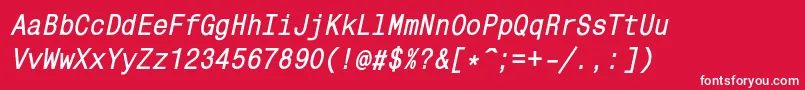 MonocondensedcBolditalic Font – White Fonts on Red Background