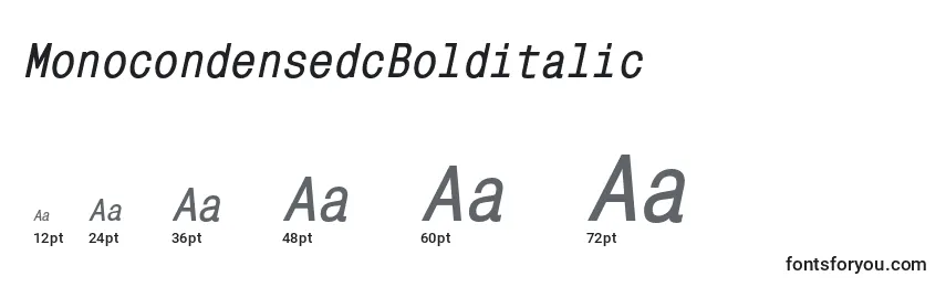 Размеры шрифта MonocondensedcBolditalic (103218)
