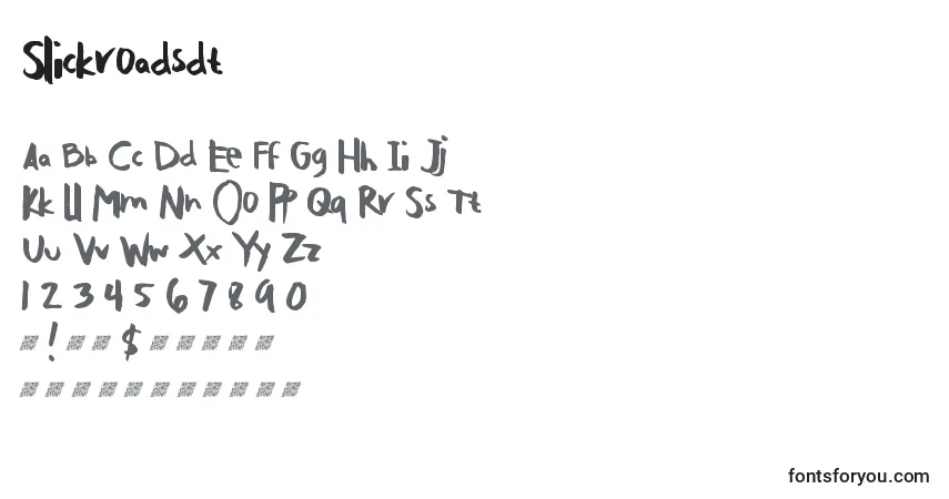 A fonte Slickroadsdt – alfabeto, números, caracteres especiais