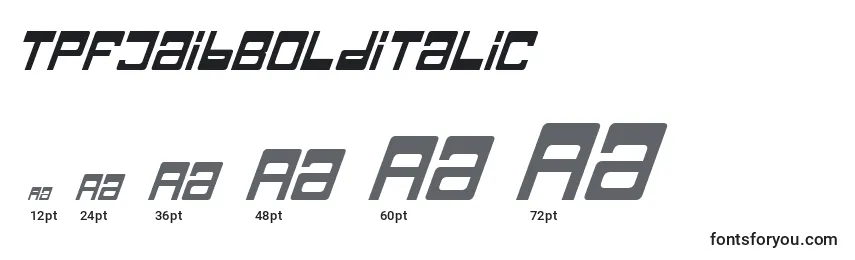 Размеры шрифта TpfJaibBoldItalic