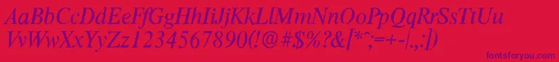 ThamesantiqueItalic Font – Purple Fonts on Red Background