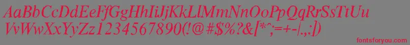 ThamesantiqueItalic Font – Red Fonts on Gray Background