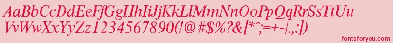 ThamesantiqueItalic Font – Red Fonts on Pink Background