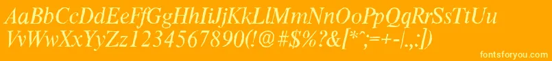 ThamesantiqueItalic Font – Yellow Fonts on Orange Background
