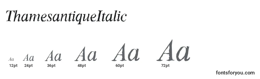 Размеры шрифта ThamesantiqueItalic