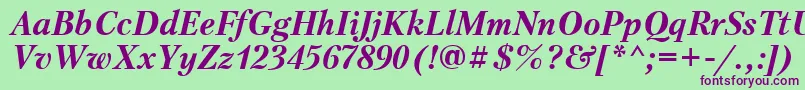 PetersburgcttBolditalic Font – Purple Fonts on Green Background