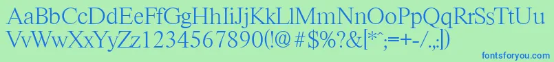 フォントRiccioneserialXlightRegular – 青い文字は緑の背景です。