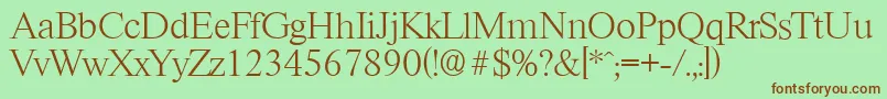 RiccioneserialXlightRegular Font – Brown Fonts on Green Background