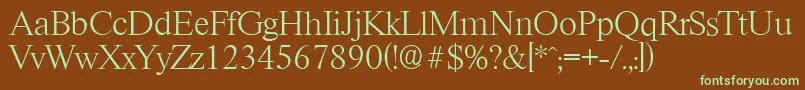RiccioneserialXlightRegular-fontti – vihreät fontit ruskealla taustalla
