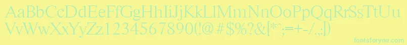 Police RiccioneserialXlightRegular – polices vertes sur fond jaune