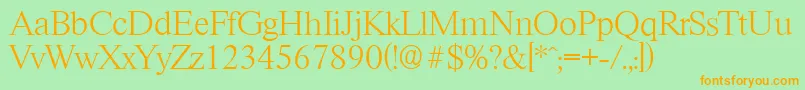 フォントRiccioneserialXlightRegular – オレンジの文字が緑の背景にあります。