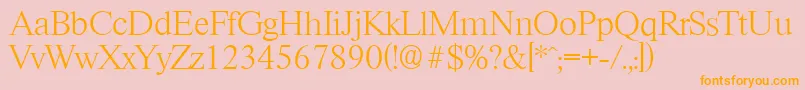 RiccioneserialXlightRegular-Schriftart – Orangefarbene Schriften auf rosa Hintergrund