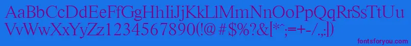 RiccioneserialXlightRegular Font – Purple Fonts on Blue Background