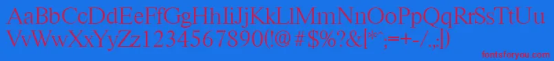 RiccioneserialXlightRegular Font – Red Fonts on Blue Background