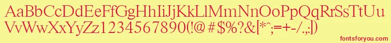 RiccioneserialXlightRegular-fontti – punaiset fontit keltaisella taustalla