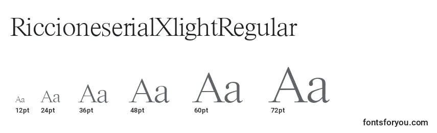 Размеры шрифта RiccioneserialXlightRegular