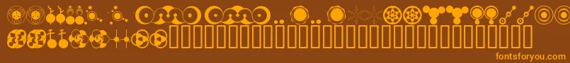 フォントCropВ©batsAoe – オレンジ色の文字が茶色の背景にあります。