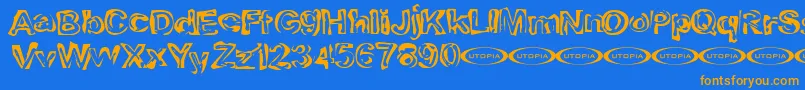 Playdough Font – Orange Fonts on Blue Background