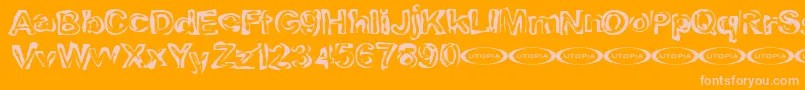 Playdough Font – Pink Fonts on Orange Background