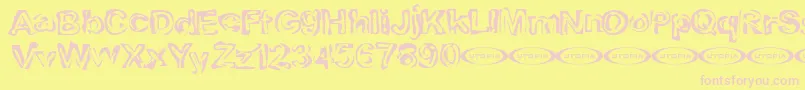 Playdough-fontti – vaaleanpunaiset fontit keltaisella taustalla