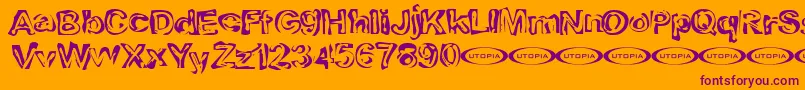 Playdough-Schriftart – Violette Schriften auf orangefarbenem Hintergrund
