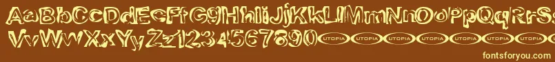 Playdough-fontti – keltaiset fontit ruskealla taustalla